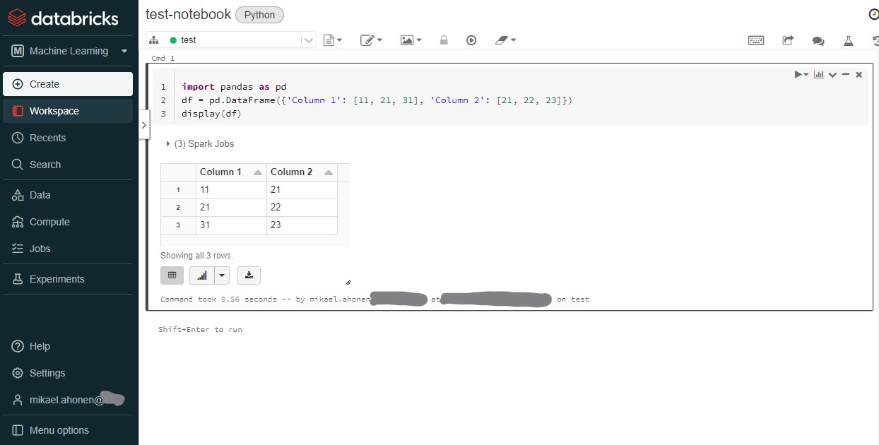 Screenshot from Databricks Community edition. Screenshot from Databricks Community edition.