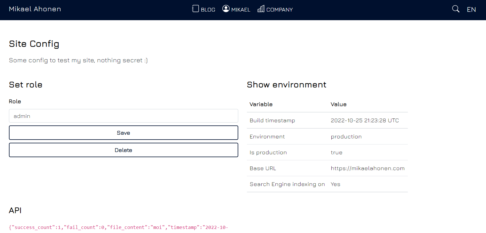 Public admin page to disable tracking, view deployment info and test the backend API. Public admin page to disable tracking, view deployment info and test the backend API.