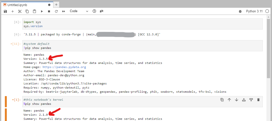 Show the python version in your notebook. You can also verify that Python package in this kernel is different from the system default. Show the python version in your notebook. You can also verify that Python package in this kernel is different from the system default.